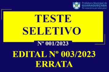 TESTE SELETIVO Nº 001/2023