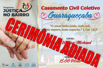 Prefeitura adia casamento coletivo em virtude de mal tempo e prevenção à Covid-19