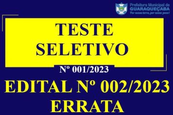 TESTE SELETIVO Nº 001/2023