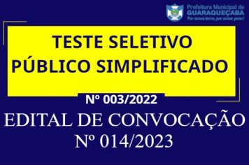 EDITAL DE CONVOCAÇÃO Nº 014/2023