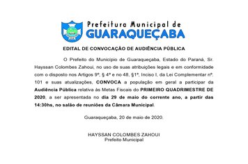 EDITAL DE CONVOCAÇÃO DE AUDIÊNCIA PÚBLICA