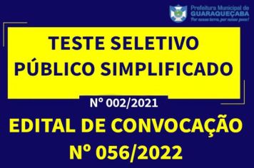 TESTE SELETIVO PÚBLICO SIMPLIFICADO Nº 002/2021