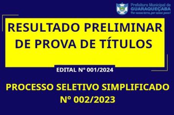 RESULTADO PRELIMINAR DE PROVA DE TÍTULOS