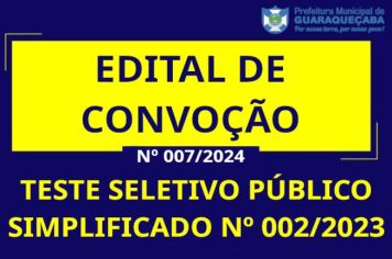 TESTE SELETIVO PÚBLICO SIMPLIFICADO Nº 002/2023