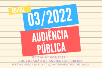 EDITAL Nº 003/2022 METAS FISCAIS DO 1ª QUADRIMESTRE DE 2022