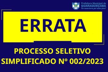 PROCESSO SELETIVO SIMPLIFICADO Nº 002/2023