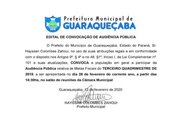 CONVOCAÇÃO DE AUDIÊNCIA PÚBLICA