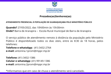 Atendimento mensal do Ministério Público