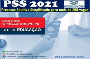 EDITAL DE PROCESSO SELETIVO PÚBLICO SIMPLIFICADO Nº 021/2021 - EDUCAÇÃO