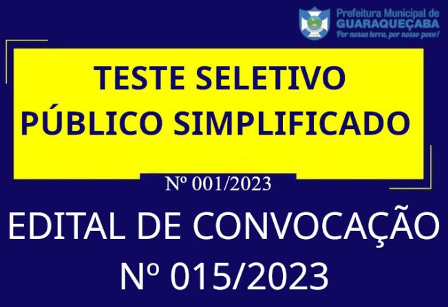 EDITAL DE CONVOCAÇÃO Nº 015/2023