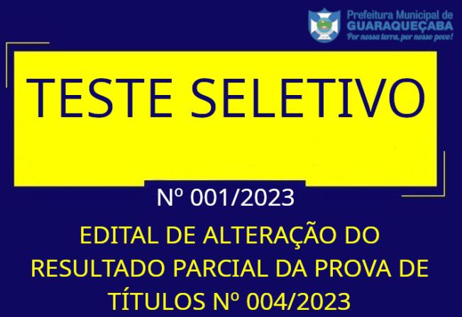 TESTE SELETIVO Nº 001/2023