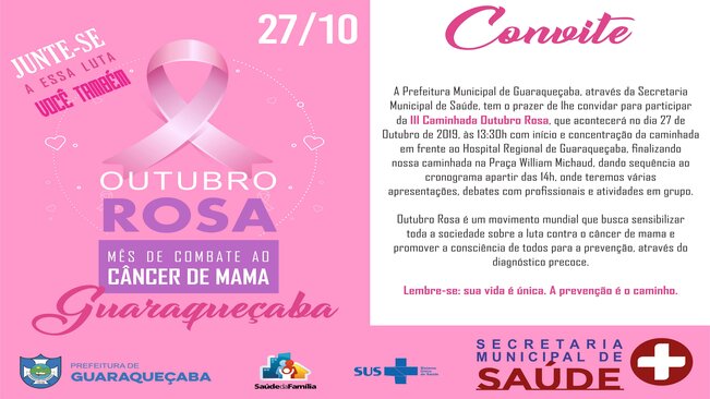 Outubro Rosa terá ações especiais para a Saúde da Mulher