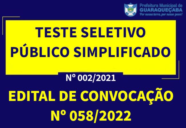 TESTE SELETIVO PÚBLICO SIMPLIFICADO Nº 002/2021