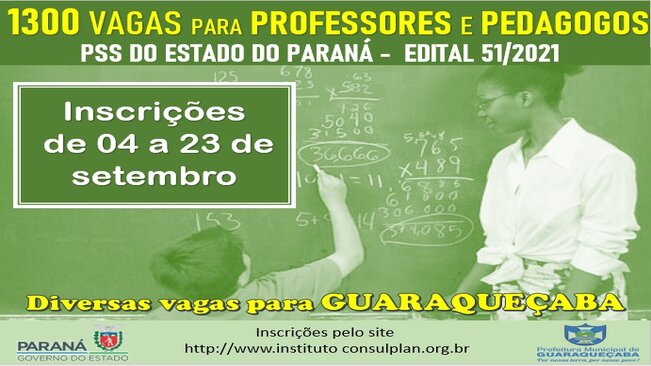 SEED abre PSS com 1300 vagas para professores e pedagogos