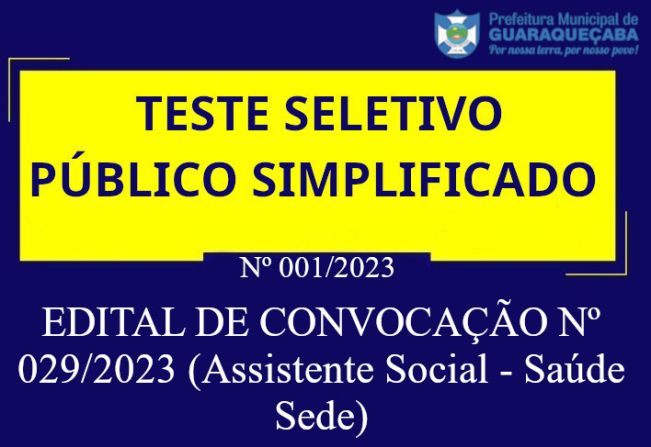 TESTE SELETIVO SIMPLIFICADO Nº 001/2023