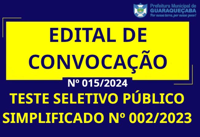 TESTE SELETIVO PÚBLICO SIMPLIFICADO Nº 002/2023