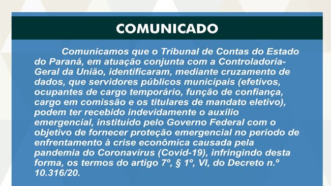 Comunicado - Notificação TCE PR