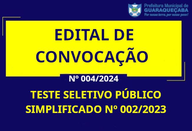 TESTE SELETIVO PÚBLICO SIMPLIFICADO Nº 002/2023