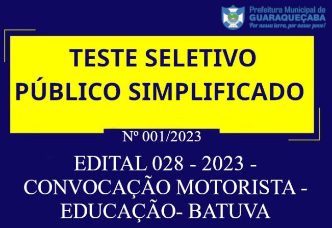 TESTE SELETIVO SIMPLIFICADO Nº 001/2023