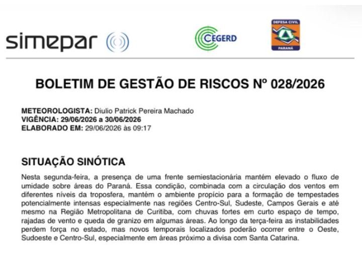BOLETIM DE GESTÃO DE RISCOS Nº 028/2026