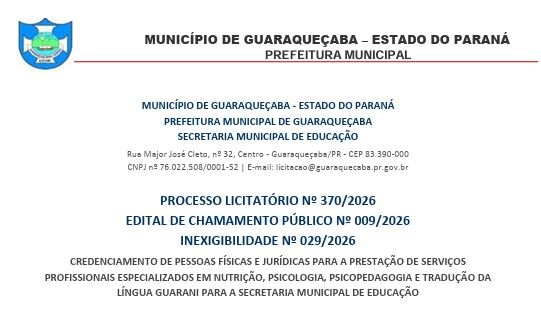 Edital de Chamamento Público 009/2026
